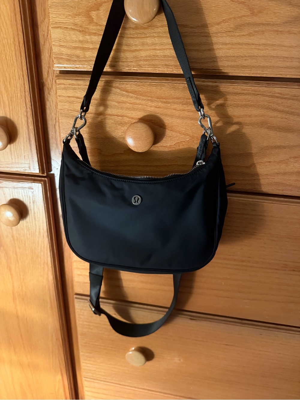 lululemon athletica Black Nylon Crossbody Shoulder Bag